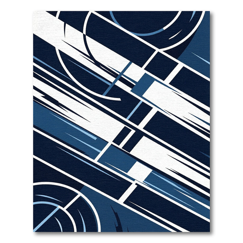 Modern Geometric Navy and White Lines Rug