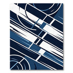 Modern Geometric Navy and White Lines Rug