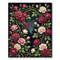 Crimson Pink White Rose Garden Swirl Rug