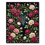 Crimson Pink White Rose Garden Swirl Rug