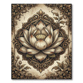 Elegant Vintage Sepia Lotus Medallion Rug
