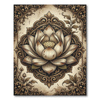 Elegant Vintage Sepia Lotus Medallion Rug