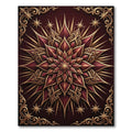 Regal Crimson Gold Starburst Mandala Rug