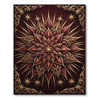 Regal Crimson Gold Starburst Mandala Rug