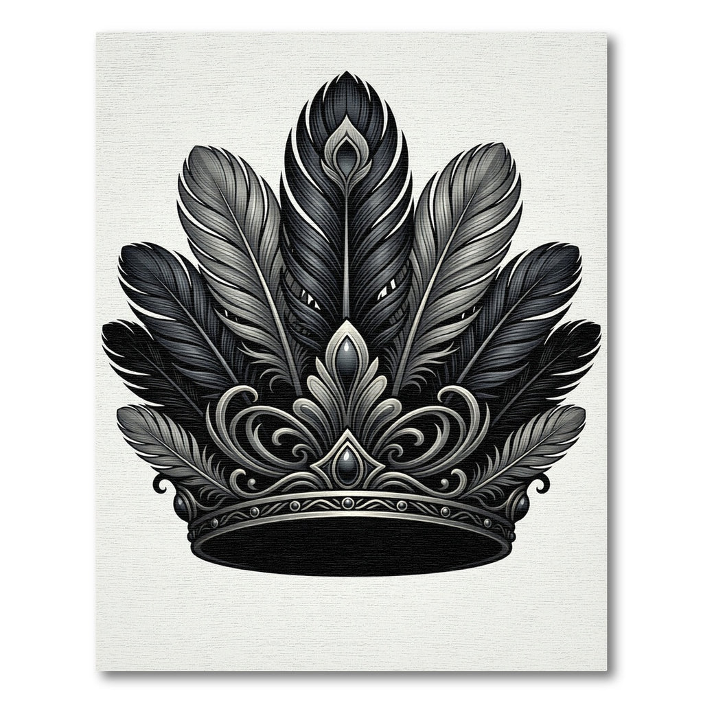 Elegant Monochrome Feather Coronet Accent Rug