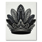 Elegant Monochrome Feather Coronet Accent Rug