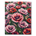 Pink Poppy Field With Wheat Stalks Rug