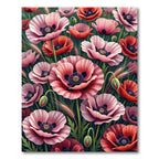 Pink Poppy Field With Wheat Stalks Rug