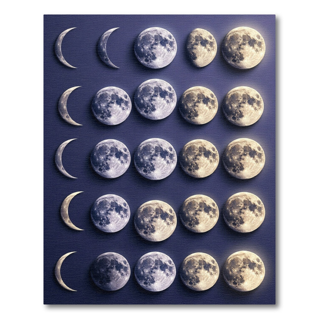 Celestial Lunar Phase Navy Area Rug