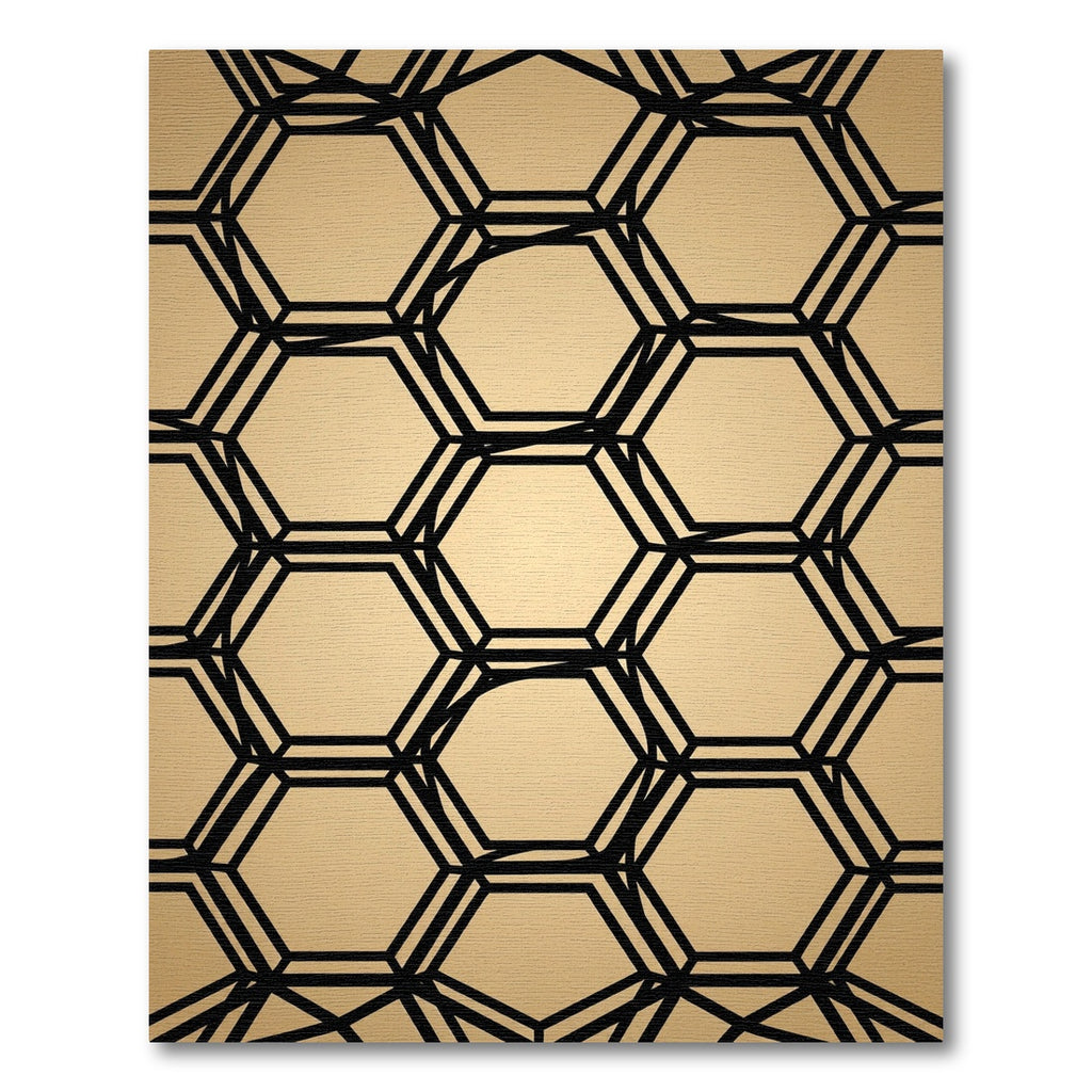 Sophisticated Gold Geometric Hexagon Rug