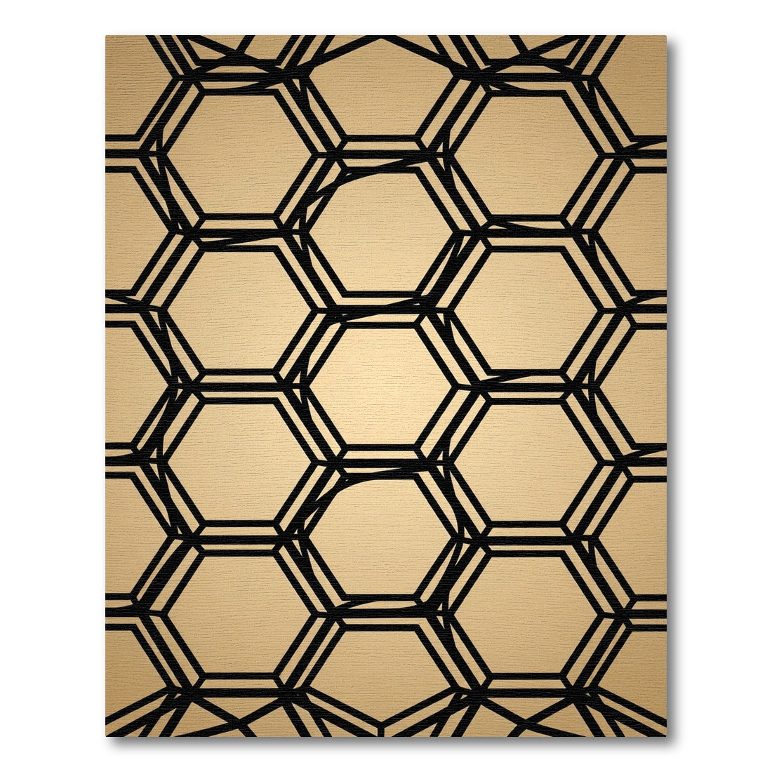 Sophisticated Gold Geometric Hexagon Rug
