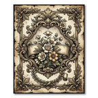 Antique Cream Floral Baroque Scroll Rug