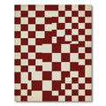 Vintage Crimson Checkerboard Squares Rug