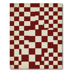 Vintage Crimson Checkerboard Squares Rug