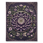 Elegant Violet Chrysanthemum Floral Medallion Rug