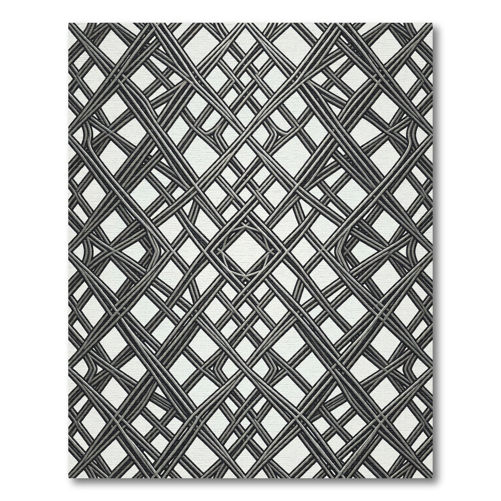 Monochrome Architectural Diamond Lattice Overlay Rug