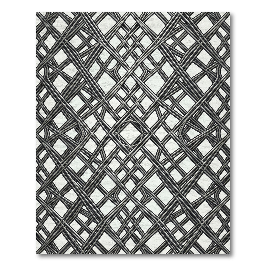 Monochrome Architectural Diamond Lattice Overlay Rug