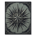 Ornate Monochrome Nautical Compass Star Rug