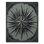 Ornate Monochrome Nautical Compass Star Rug
