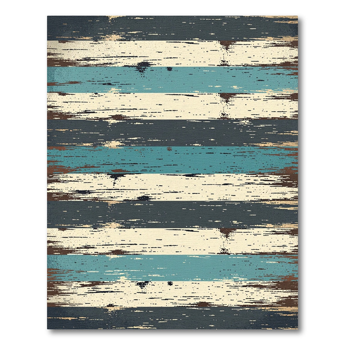 Distressed Wood Plank Blue Taupe Rug