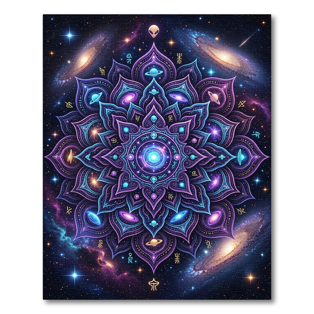 Celestial Cosmic Mandala Galaxy Nebula Rug