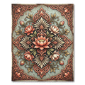 Elegant Peach Lotus Medallion Floral Rug