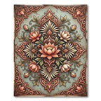 Elegant Peach Lotus Medallion Floral Rug