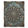 Antique Teal Gold Medallion Frame Rug
