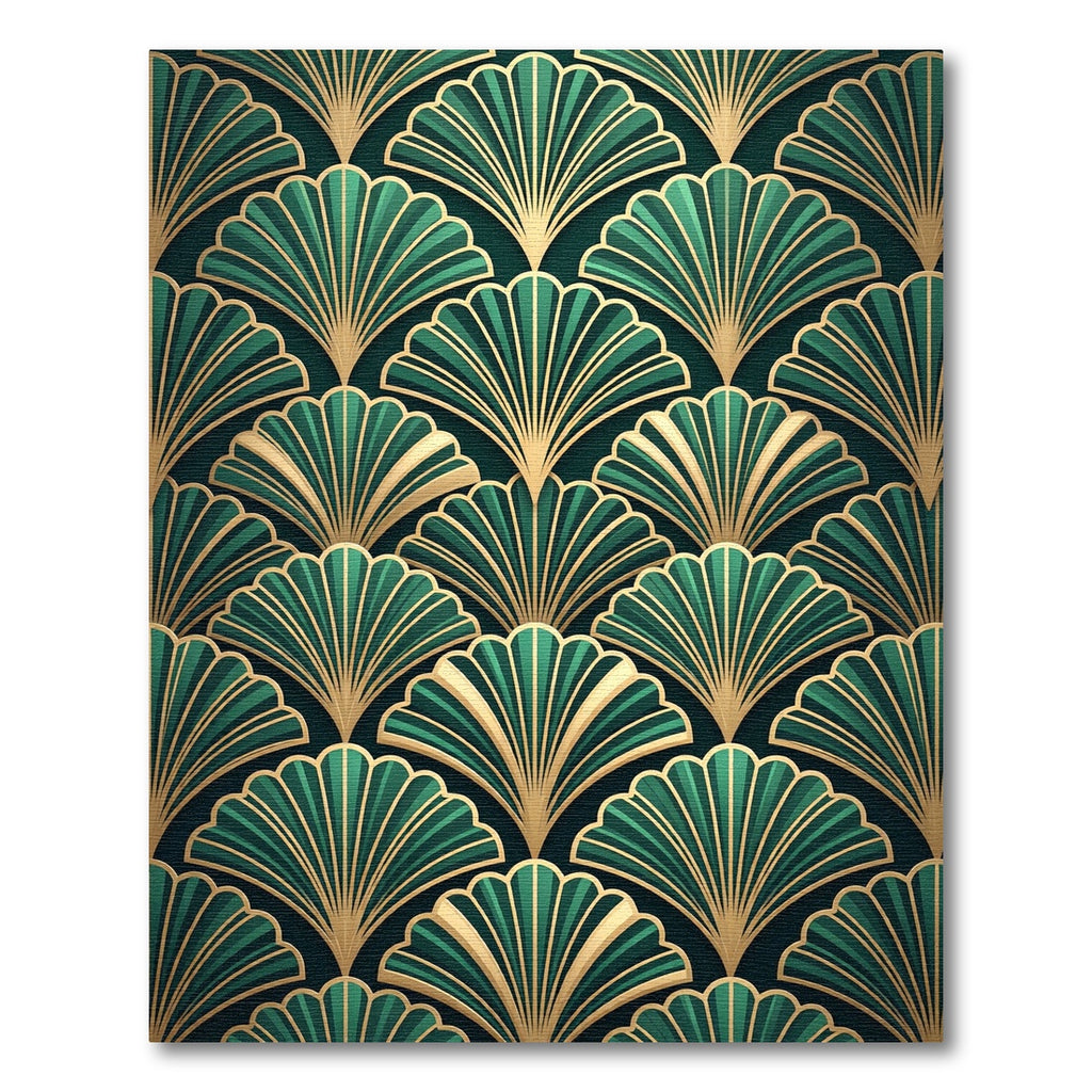 Emerald Green Art Deco Fan Rug