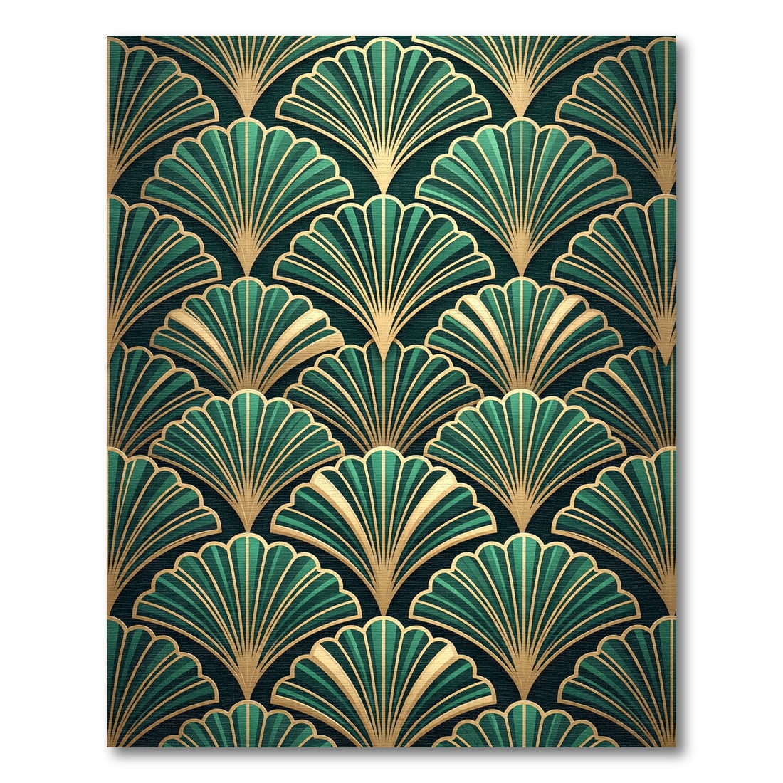 Emerald Green Art Deco Fan Rug