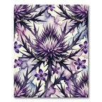 Gothic Purple Thistle Watercolor Floral Art Rug