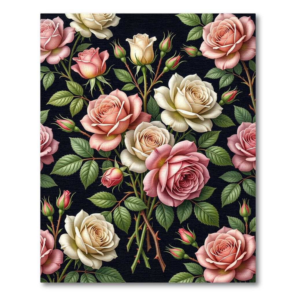 Elegant Pink and Cream Rose Bouquet Rug