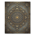 Ornate Gold Floral Medallion Slate Area Rug