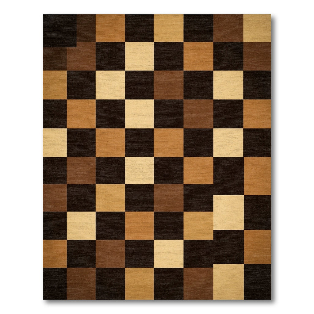 Earthy Brown Checkerboard Squares Rug