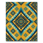 Golden Teal Jagged Diamond Medallion Rug