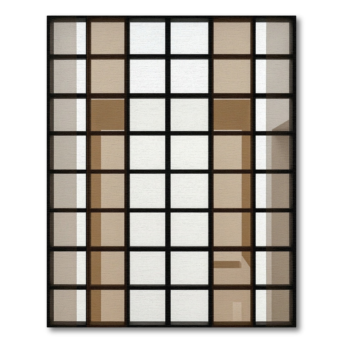Minimalist Brown Window Grid Square Rug