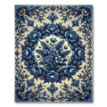 Rich Blue Floral Garland Frame Rug