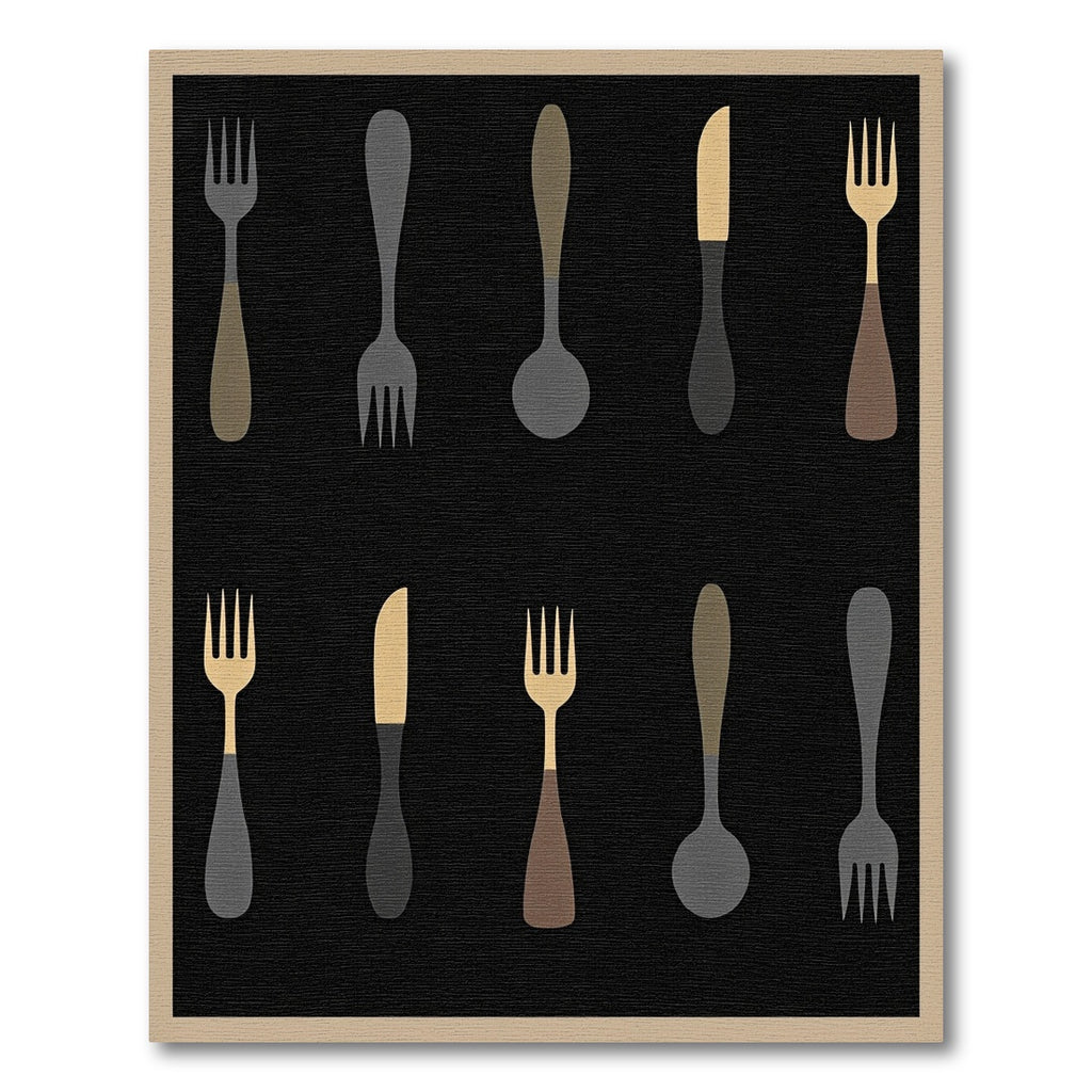 Minimalist Black Cutlery Collection Rug