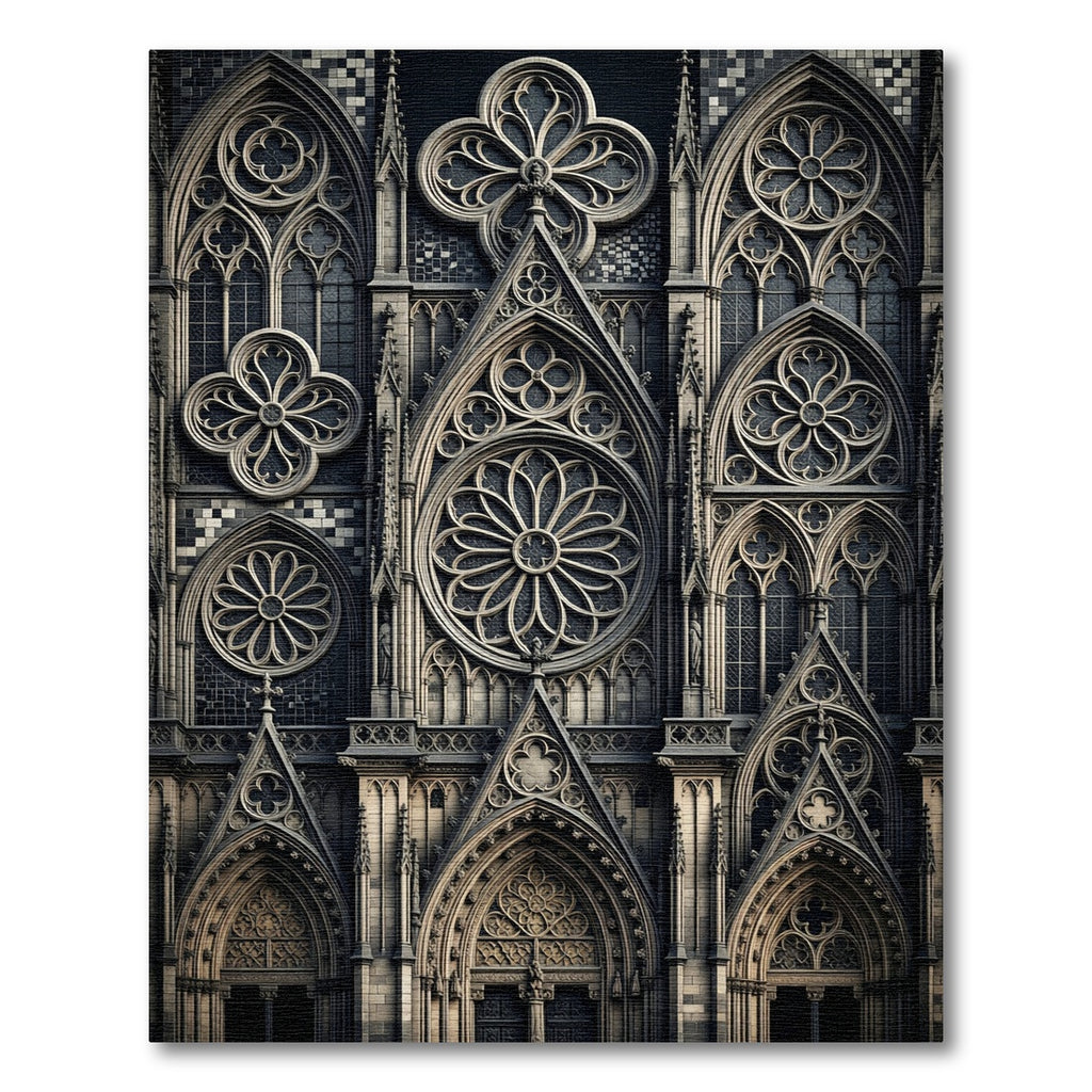 Gothic Gray Trefoil Rose Window Rug
