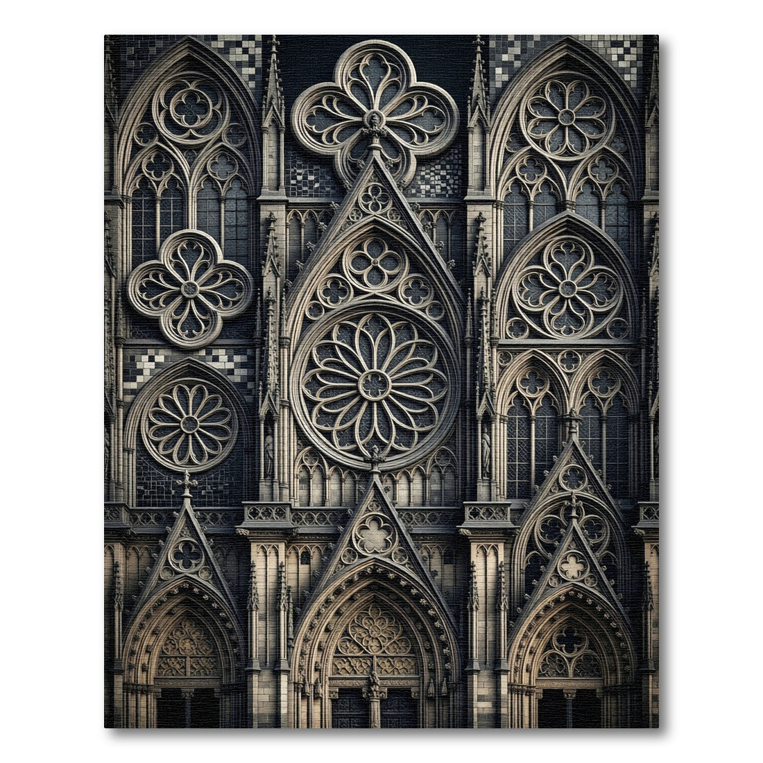 Gothic Gray Trefoil Rose Window Rug