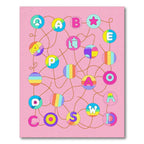 Pink Rainbow Letter Circles Connection Rug