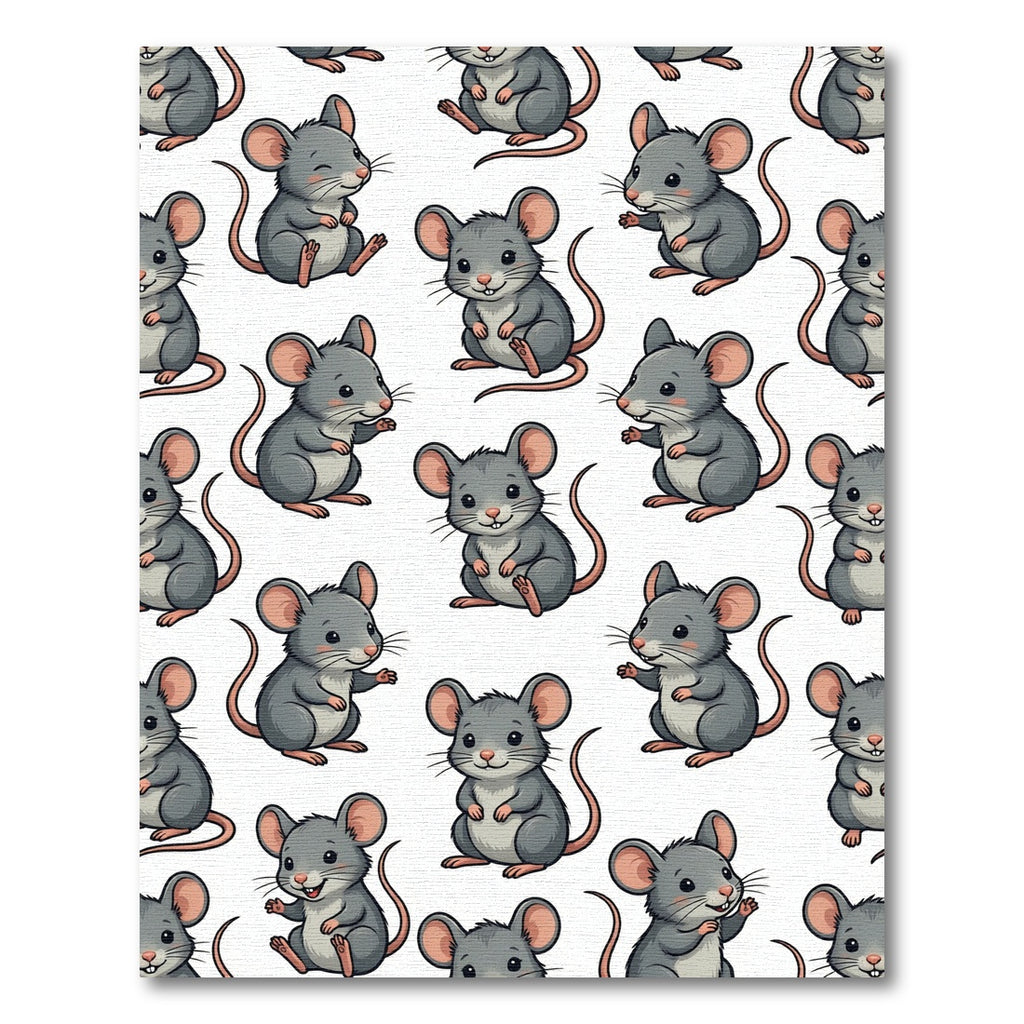 Cute Gray Mouse Illustration Repeat Rug