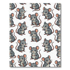 Cute Gray Mouse Illustration Repeat Rug