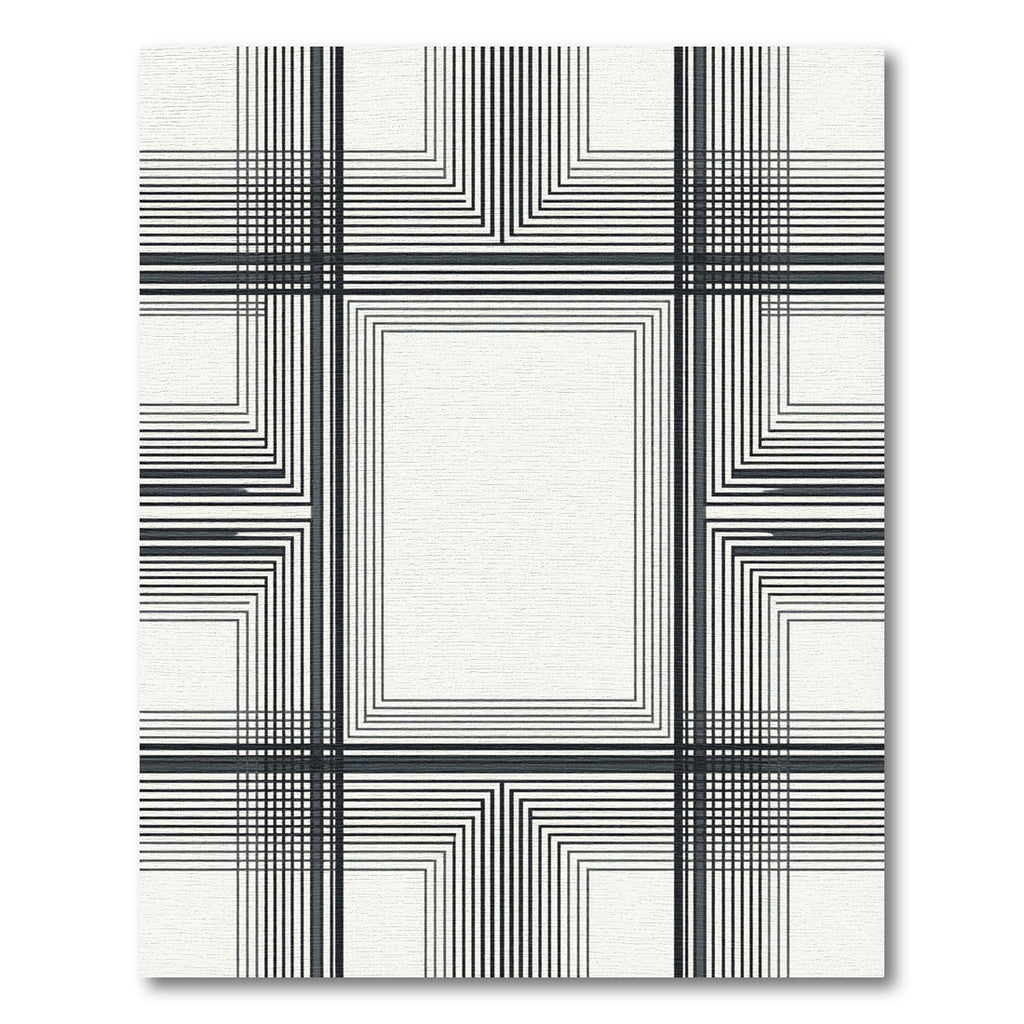 Monochrome Geometric Lines Composition Rug