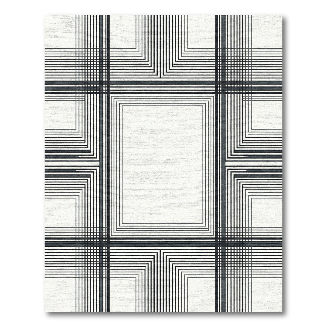 Monochrome Geometric Lines Composition Rug