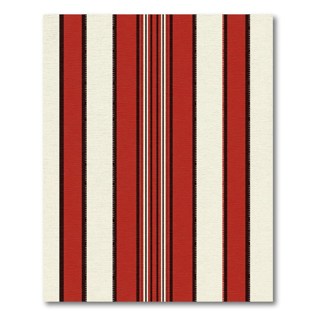 Bold Red Off White Vertical Stripes Rug