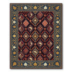 Ornate Golden Fish Crimson Diamond Tapestry Rug