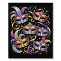 Vibrant Venetian Masquerade Purple Gold Mask Rug