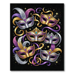 Vibrant Venetian Masquerade Purple Gold Mask Rug