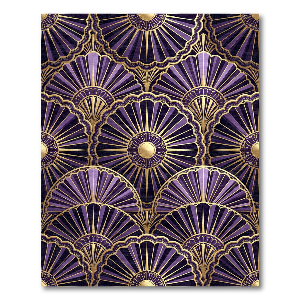 Regal Purple Gold Fan Medallions Rug